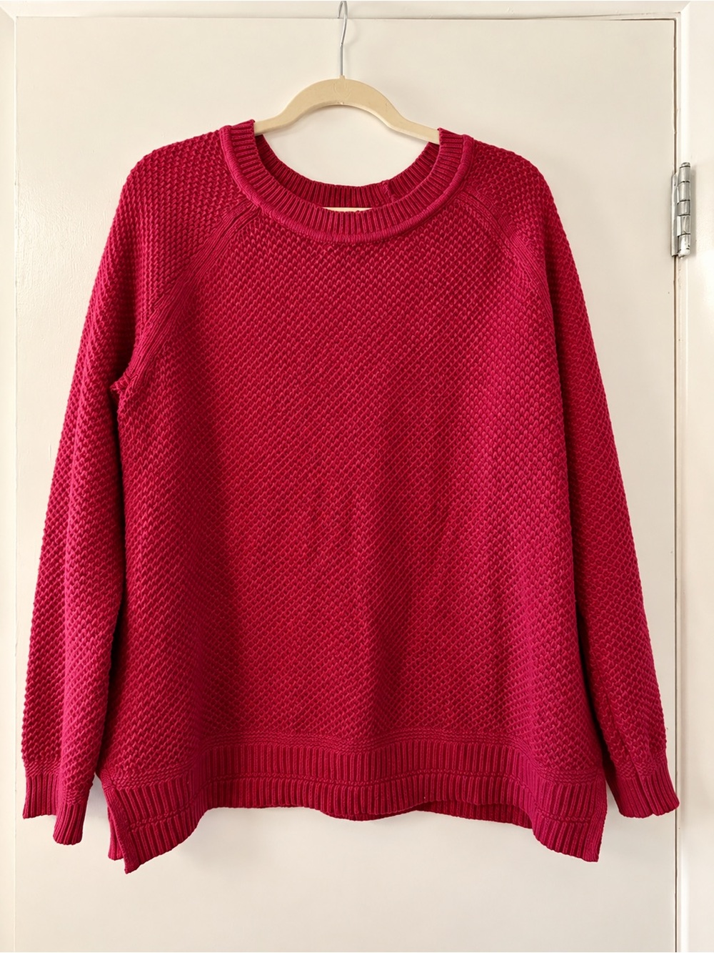Old Navy Red Textured Knit Crewneck Sweater Women’s XL Cozy Pullover
